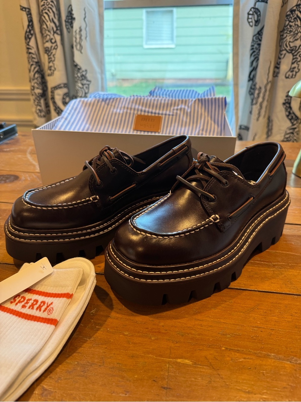 SPERRY + MONSE Amaretto color Authentic Original 2-Eye Lug Boat Shoe Size 8 - Picture 5 of 9